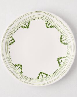Little Wish Green Fez Hand-Painted Border Salad Plate