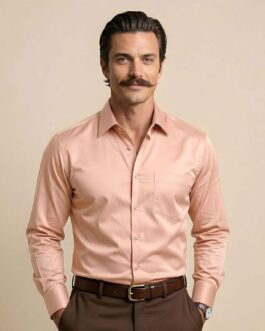 Cambridge Giza Cotton Shirt In Peach Fuzz