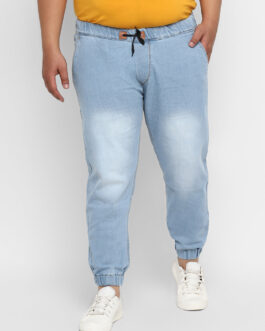 Plus Men's Light Blue Regular Fit Jogger Jeans Stretch