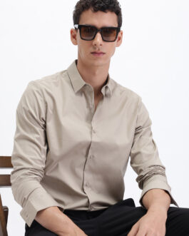 Solid Slim Fit Cotton Shirt