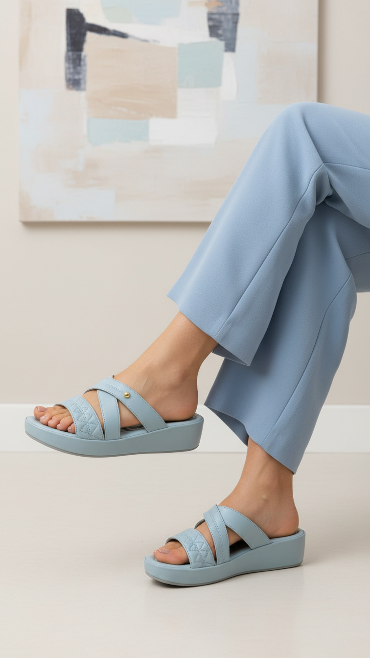 Sky Blue Formal Slipper For Women
