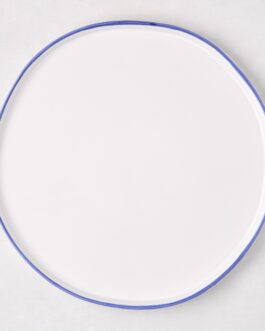 Pacific Blue-Rimmed Stoneware Dinner Plate