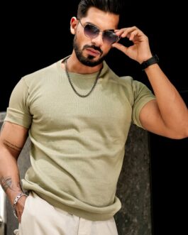 Green Premium Flat Knit Round Neck T-Shirt