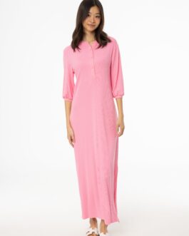 Pink 3/4 Sleeve Maxi Dress
