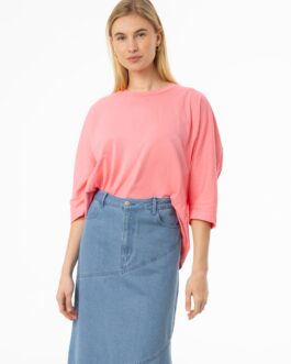 Pink Oversized Dolman 3/4 Sleeve T-Shirt
