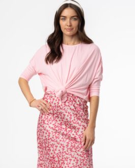 Pink Dolman Tie Knot Tee