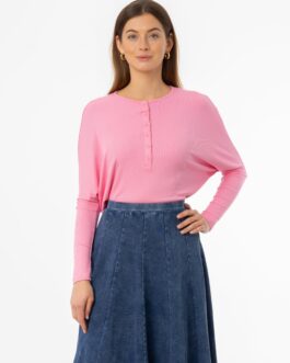 Pink Henley Dolman T-Shirt