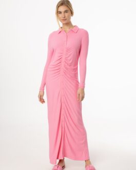 Pink Ruched Cardi Maxi Dress