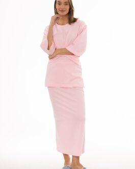 Pink Textured Skirt Legging