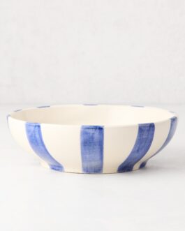 Portofino Blue Stripe Ceramic Stoneware Bowl