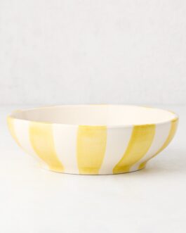 Portofino Yellow Stripe Ceramic Stoneware Bowl