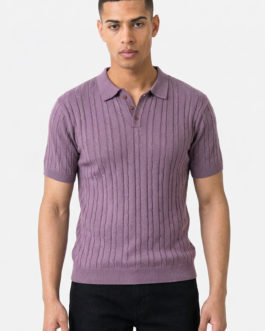 Purple Flat Knit Premium Polo T-Shirt