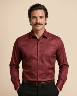 Imperial Herringbone 2 Ply Giza Shirt In Ruby