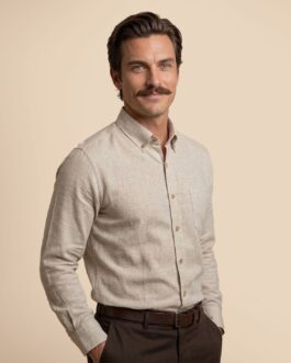 Breeze Linen Full Sleeves Shirt In Mushroom