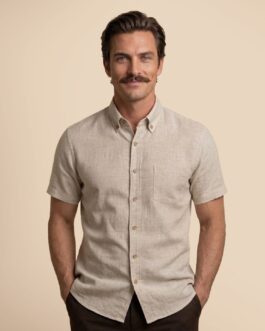 Breeze Linen Half Sleeves Shirt In Sand