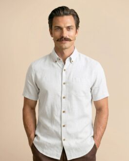 Breeze Linen Half Sleeves Shirt In Snow