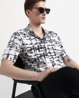 Abstract Print Half Sleeves Shirt