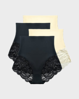 Smooth High-Waisted Sheer Lace Sculpting Brief (4 Pack)