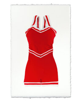 Red Vintage Swimsuit on English Watercolor Wall Art Print