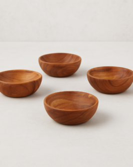 Teak Wood Pinch Bowls Set of 4