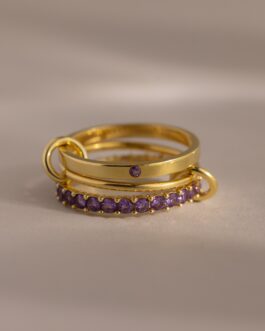 Triple Linked Birthstone Ring Set