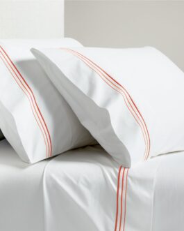 Orange Triple Stitch Percale Sheet Set