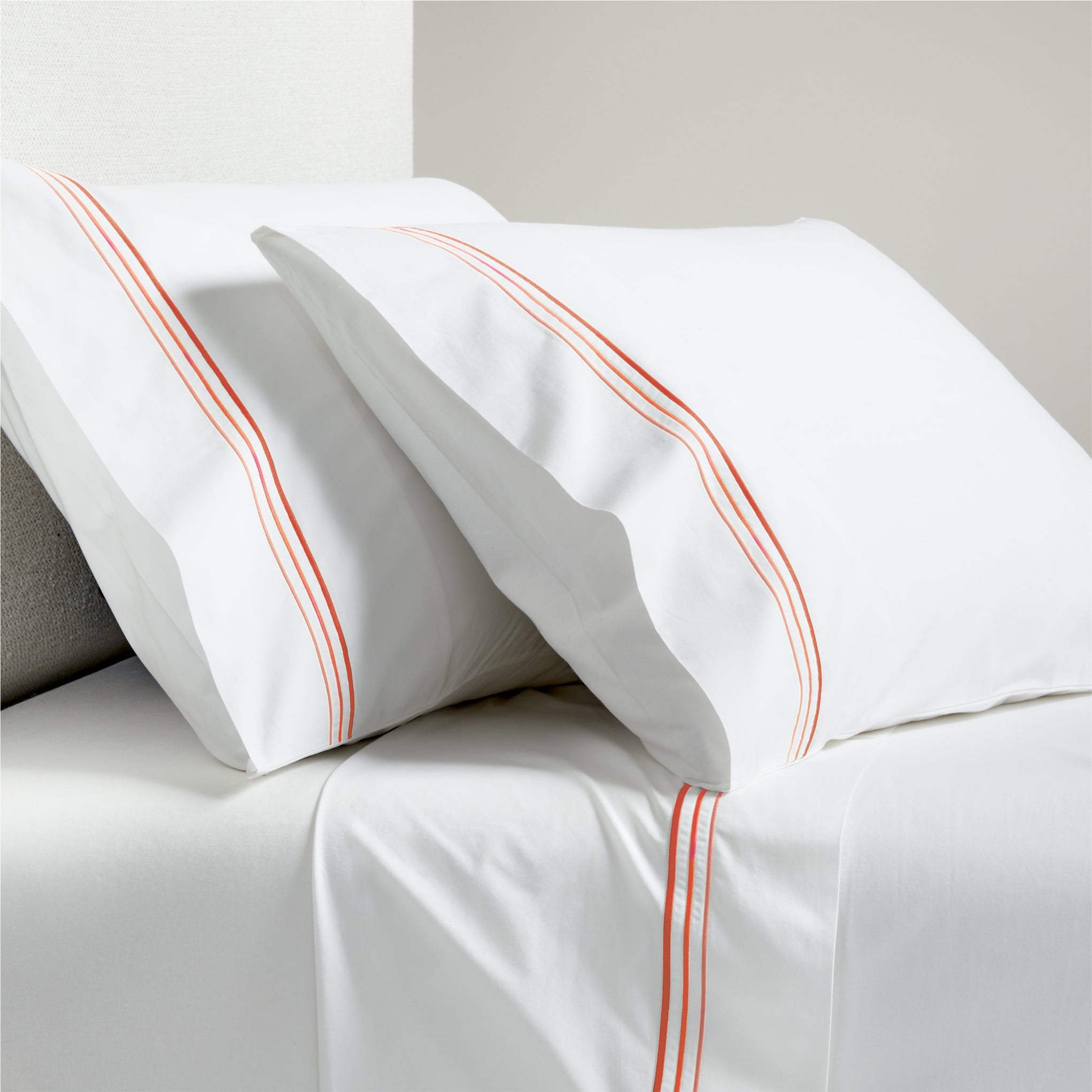 Orange Triple Stitch Percale Sheet Set