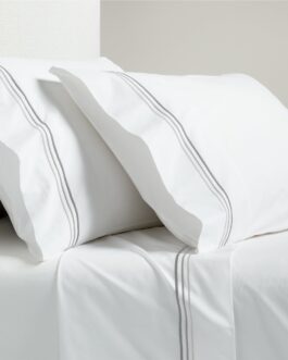 Grey Triple Stitch Percale Sheet Set