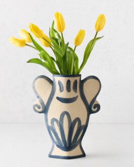 Trompe-L'oeil Floral N2 Krater Stoneware Vase