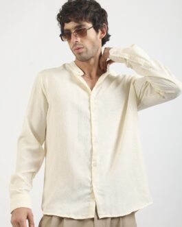 Self Jacquard Cream  Full Sleeve Shirt