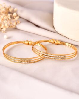 Women Set Of 2 Gold Plated Stone Studded Bangle