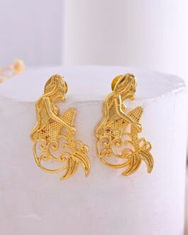 Women Gold-Toned Marmaid Shape Anti Tarnish Earrings