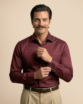 French Cuff Giza Cotton Shirt In Wineberry