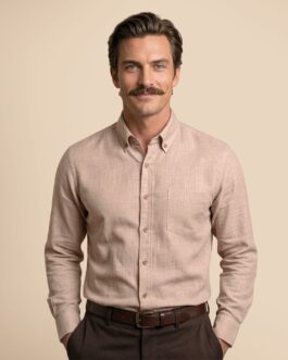 Breeze Linen Full Sleeves Shirt In Wood Rose
