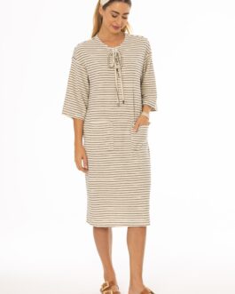 White Striped Terry Dress