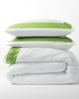 Green Wide-Band Percale Duvet Cover