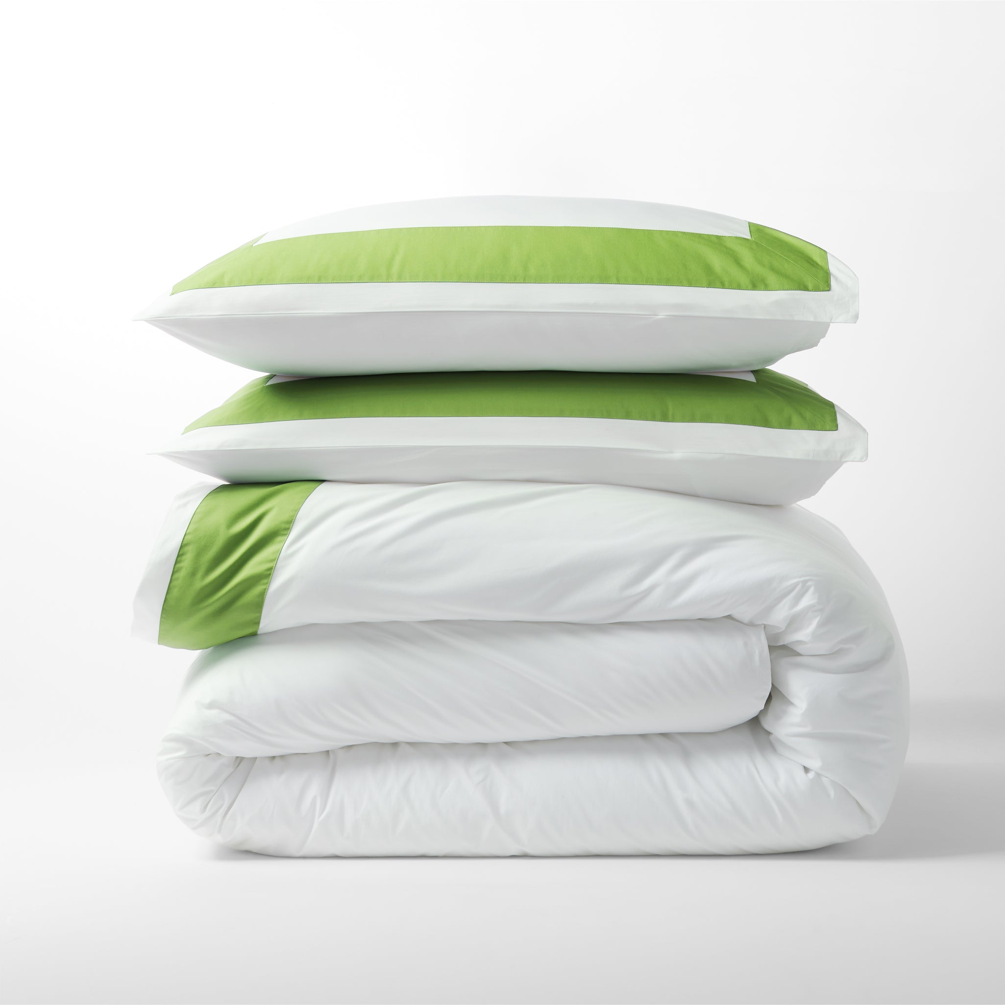 Green Wide-Band Percale Duvet Cover