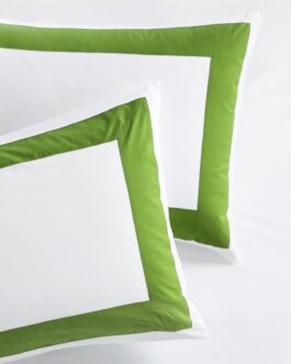 Green Wide-Band Percale Pillow Shams Set of 2