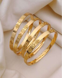 Women Floral Engraved Glossy Gold Bangles ? Set Of 4