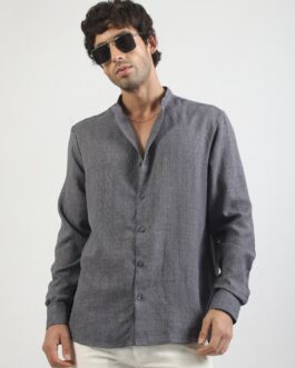 Self Jacquard Blue  Full Sleeve Shirt