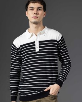 White Black Premium Flat Knit Polo T-Shirt