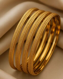 Women Matte Textured Gold-Tone Bangles ? Set Of 4