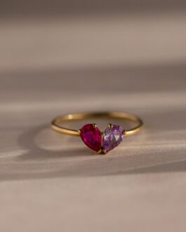 Toi et Moi Teardrop Heart Ring