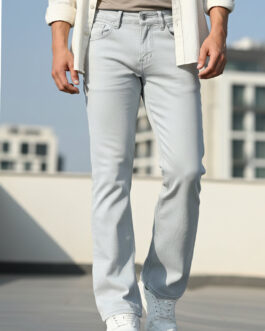 Men's Light Grey Washed Bootcut Jeans Stretchable