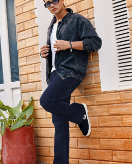 Men's Dark Blue Washed Bootcut Jeans Stretchable