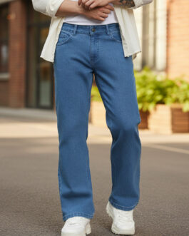 Men's Light Blue Washed Bootcut Jeans Stretchable