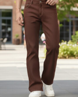 Men's Brown Washed Bootcut Jeans Stretchable
