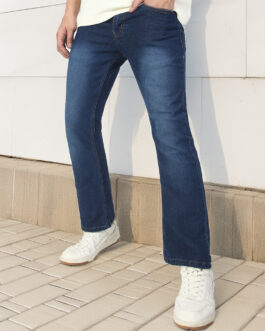 Men's Blue Washed Bootcut Jeans Stretchable