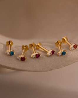 Tiny Duo Birthstone Flatback Studs