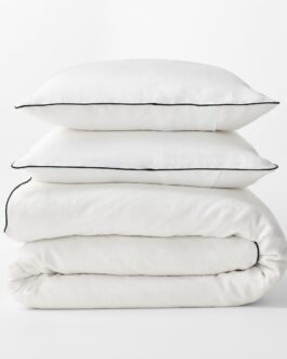 Little Wish Washed Linen Duvet Cover with Black Piping